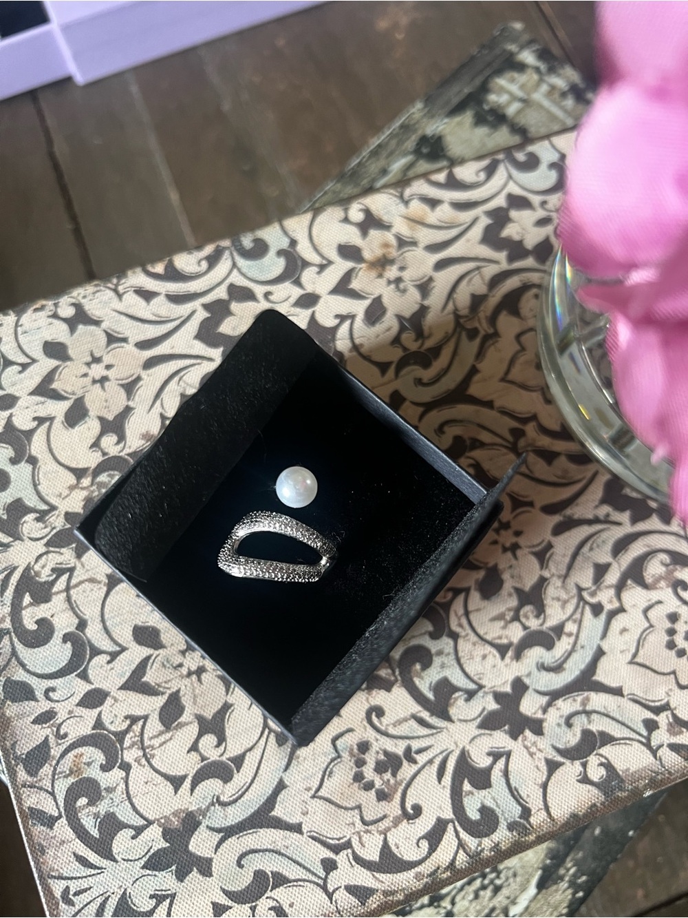 “Mother of All Pearls” Silver Pearl and Cubic Zirconia Statement Ring